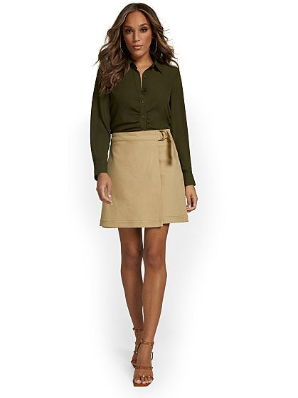 59.95 BELTED TWILL SKIRT