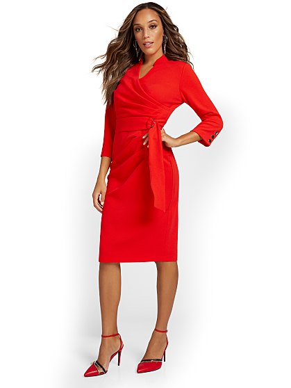 89.95 BELTED WRAP DRESS