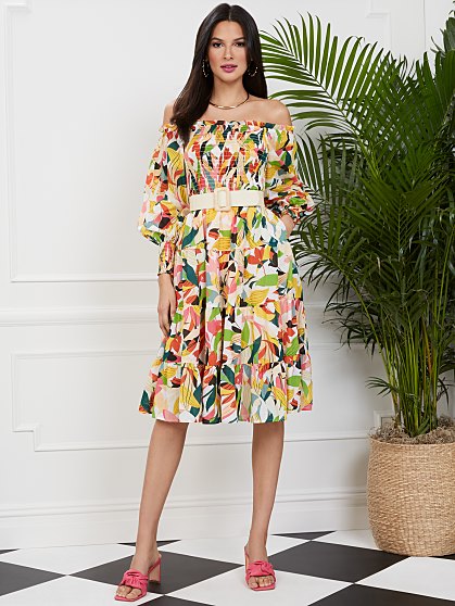 79.95 SMOCKED PRINT MIDI