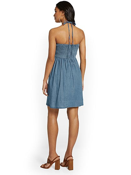 69.95 SMOCKED HALTER DRES