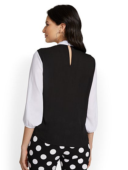 59.95 CONTRAST BOW BLOUSE