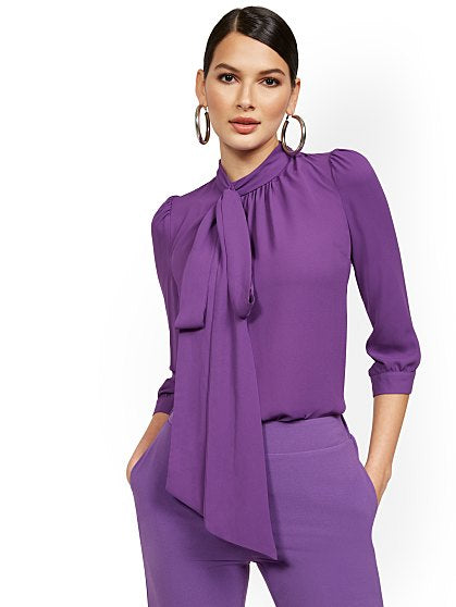 46.95 T BOW BLOUSE SOLID