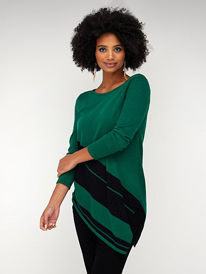 49.95 STRIPE ASYM TUNIC