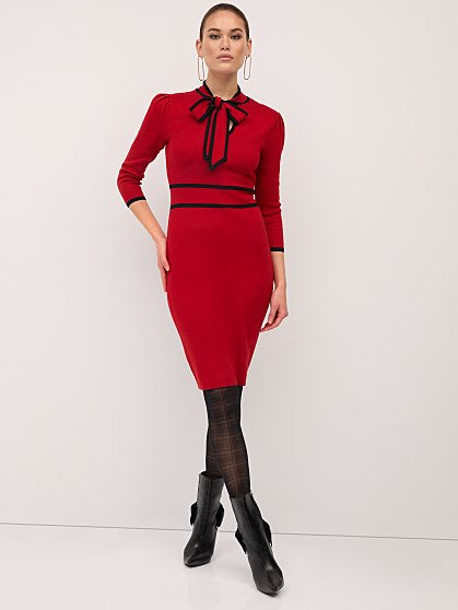 89.95 BOW NECK SWTR DRESS