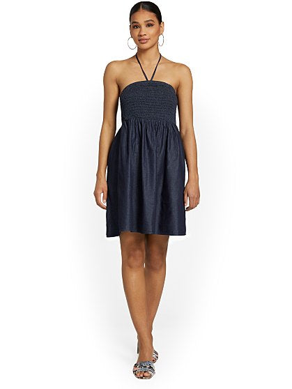 69.95 SMOCKED HALTER DRES