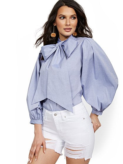 64.95 T BOW NECK CHAMBRAY