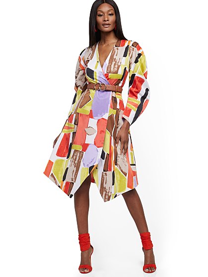 129.95 DRA PRNT WRAP DRES
