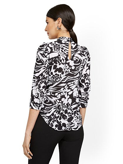 49.95 T BOW BLOUSE PRINT