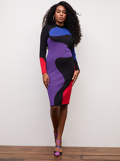 89.95 ABST COLRBLK DRESS