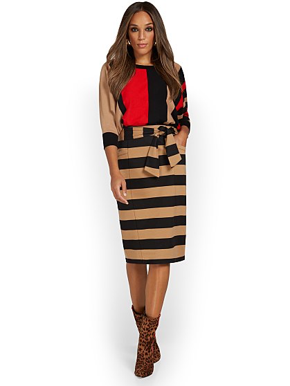 69.95 TIE-WAIST PONTE SKT