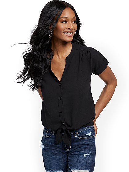 39.95 SS TIE FRONT SHIRT
