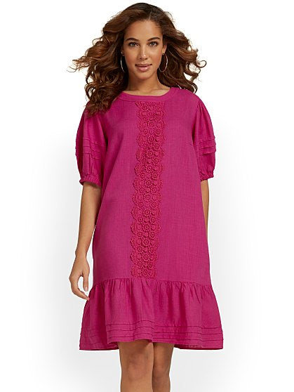 79.95 PUFF SLV LINEN DRES