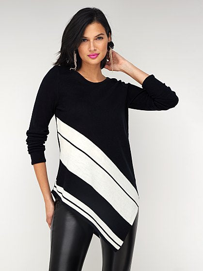 49.95 STRIPE ASYM TUNIC