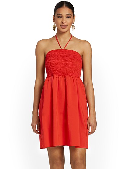 59 95 SMOCKED HALTER DRES