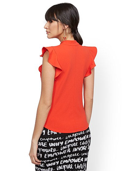 44.95 SPLIT NECK RUFFLE