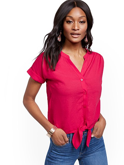 39.95 SS TIE FRONT SHIRT