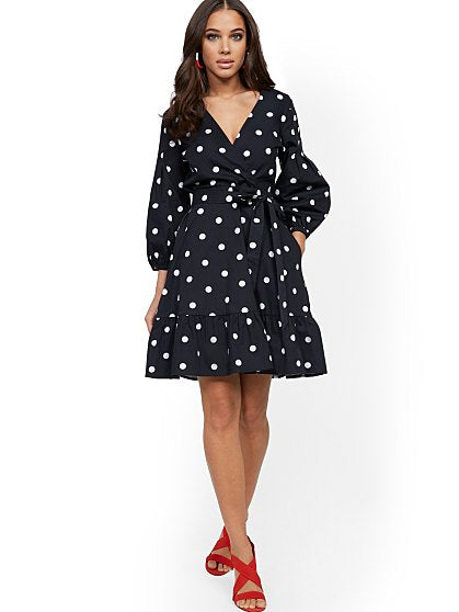 69.95 DOT WRAP MINI DRESS