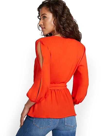 49.95 SLV SLIT PEPLUM TOP