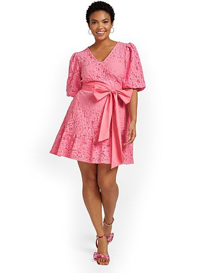 89.95 LACE PUFF SLV SHIFT