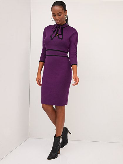 89.95 BOW NECK SWTR DRESS