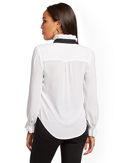 54.95 CONTRAST BOW BLOUSE