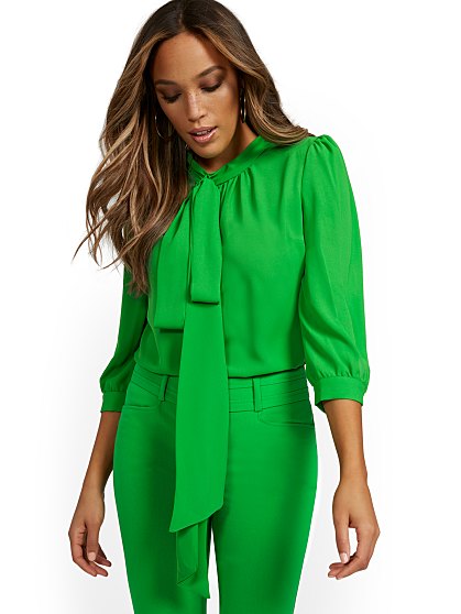 46.95 T BOW BLOUSE SOLID