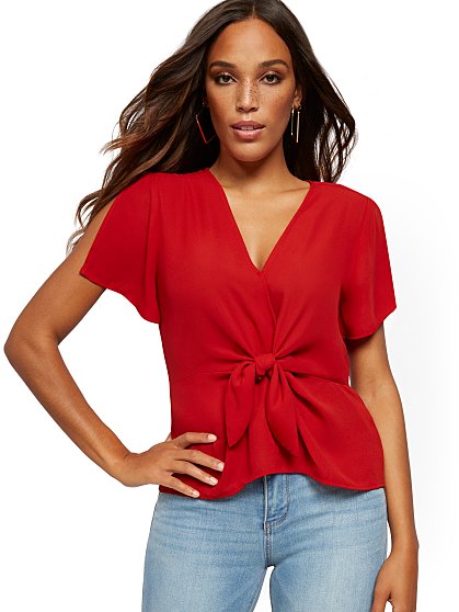 44.95 TIE FRONT BLOUSE