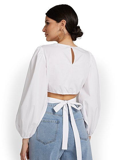 54.95 TIE BACK POPLIN TOP