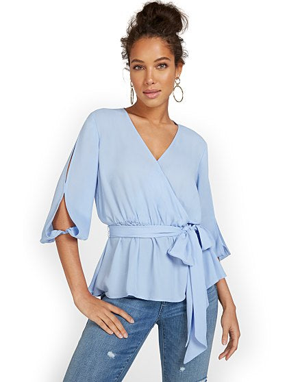 49.95 SLV SLIT PEPLUM TOP