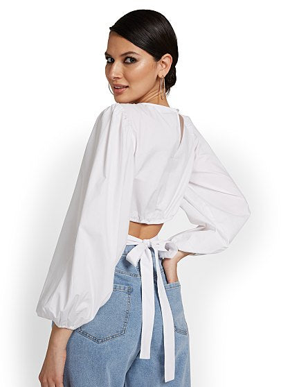 54.95 TIE BACK POPLIN TOP