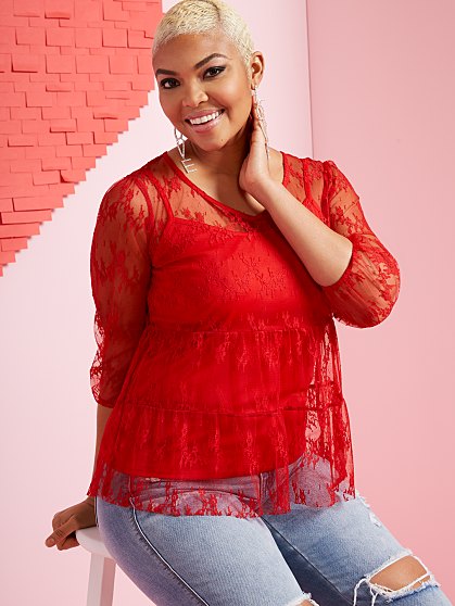 59.95 LACE TIERED BLOUSE
