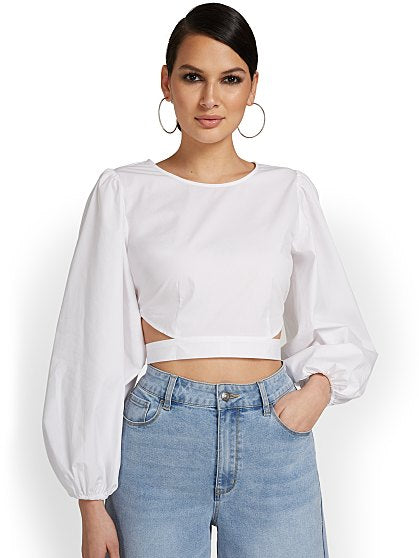 54.95 TIE BACK POPLIN TOP