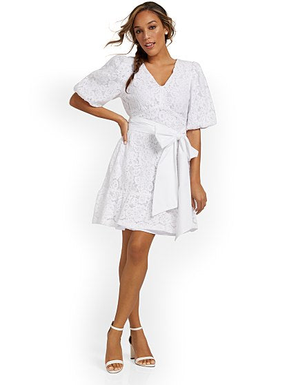 89.95 LACE PUFF SLV SHIFT