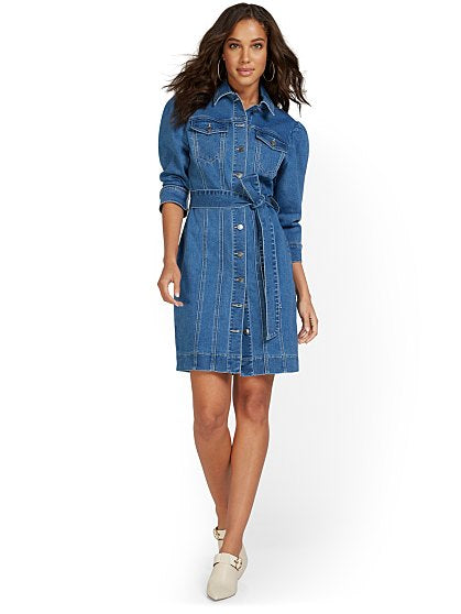89.95 PUFF SLV DENIM DRES