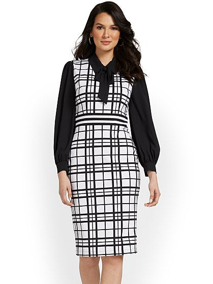 89.95 PLAID SHEATH DRESS