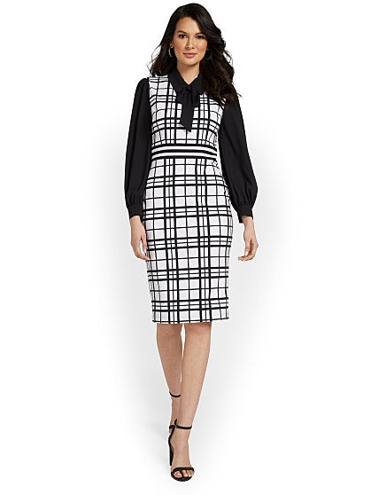 89.95 PLAID SHEATH DRESS