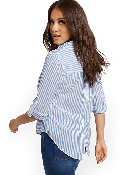 49.95 O LS BTN BK STRIPE