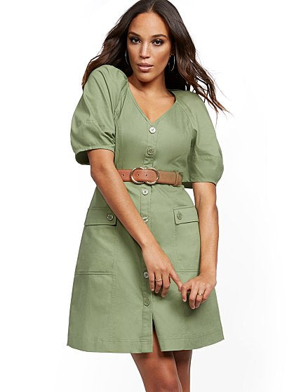 79.95 VNECK BTN SHRT DRES