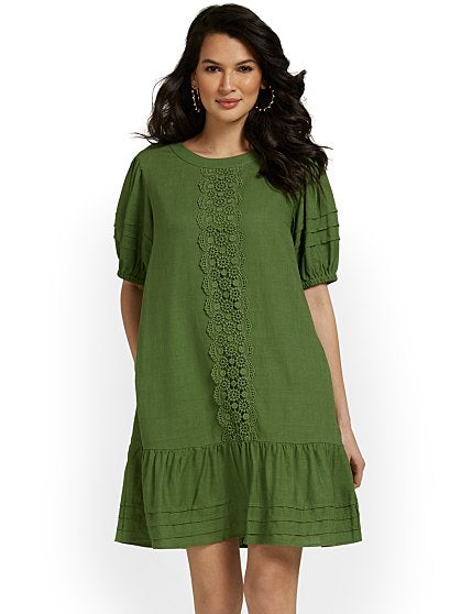 79.95 PUFF SLV LINEN DRES