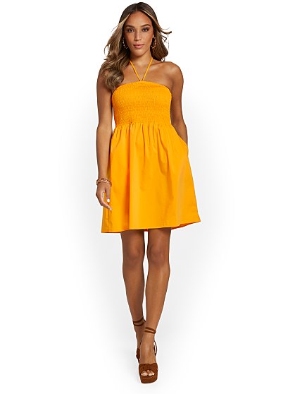 59 95 SMOCKED HALTER DRES
