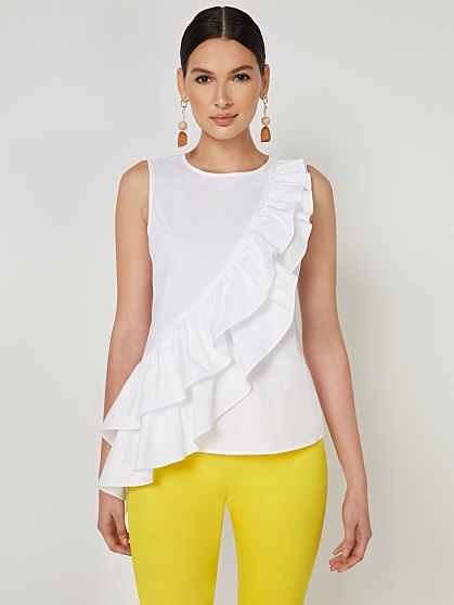 49.95 ASYM RUFFLE POPLIN