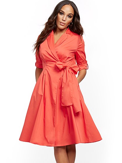 79.95 POPLIN WRAP DRESS