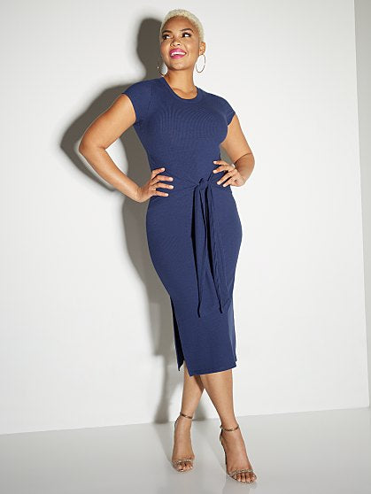 59.95 BELTED RIB DRESS