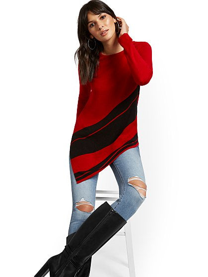 49.95 STRIPE ASYM TUNIC