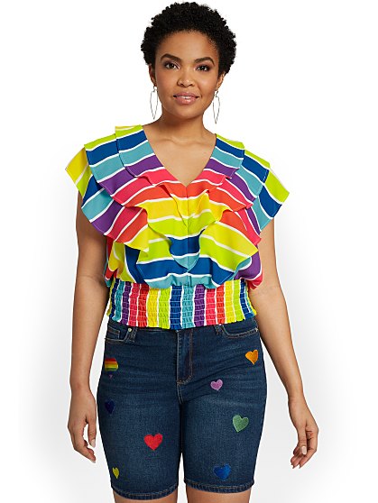 59.95 RUFFLE SMOCKED TOP