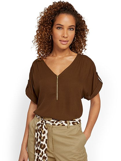 49.95 ZIP FRONT BLOUSE