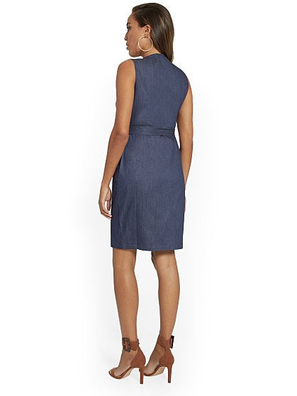 89.95 V NECK BELTED DENIM