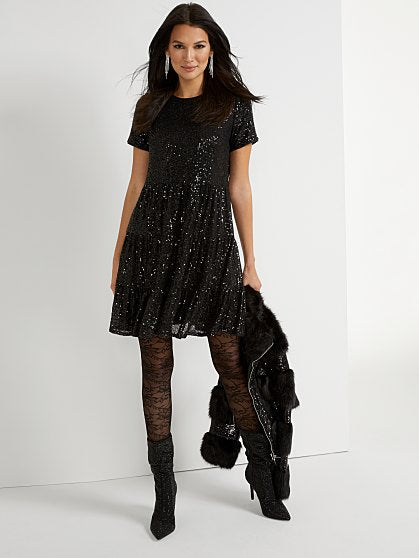 89.95 TIERED SEQUIN DRS