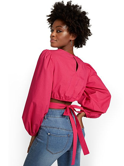 54.95 TIE BACK POPLIN TOP