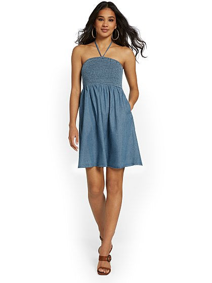 69.95 SMOCKED HALTER DRES